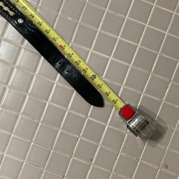 Vintage Pony hair Black and Tan Leather Belt - Picture 10 of 10